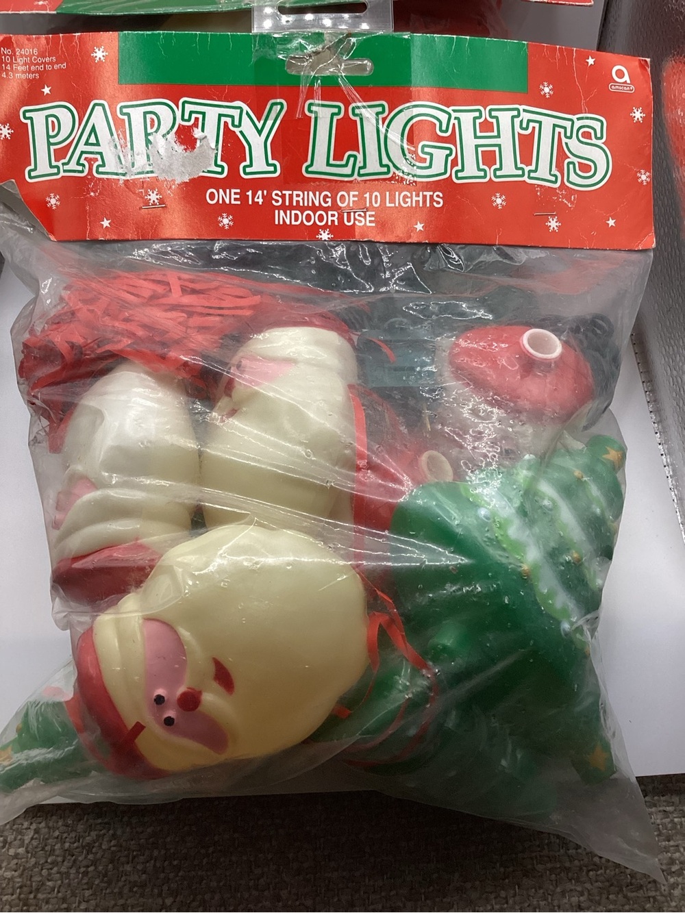Vtg Amscan Holiday Party Lights String - Santa Claus and Christmas Trees